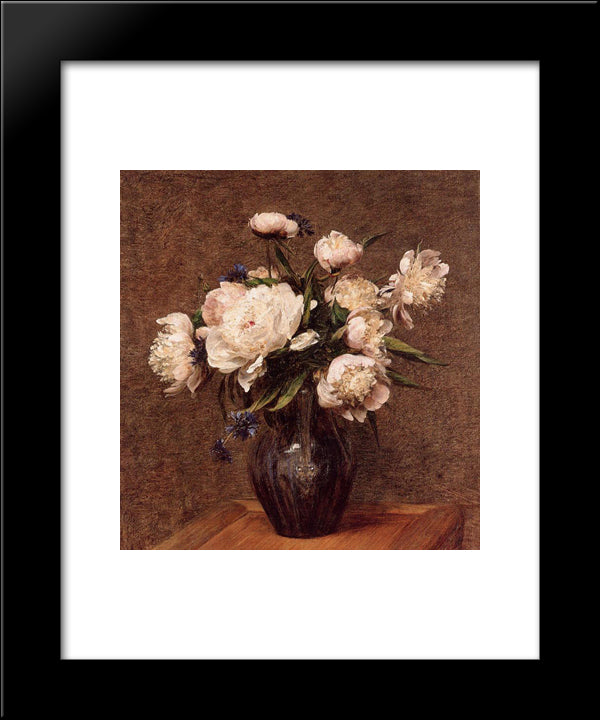 Bouquet Of Peonies 20x24 Black Modern Wood Framed Art Print Poster by Fantin Latour, Henri