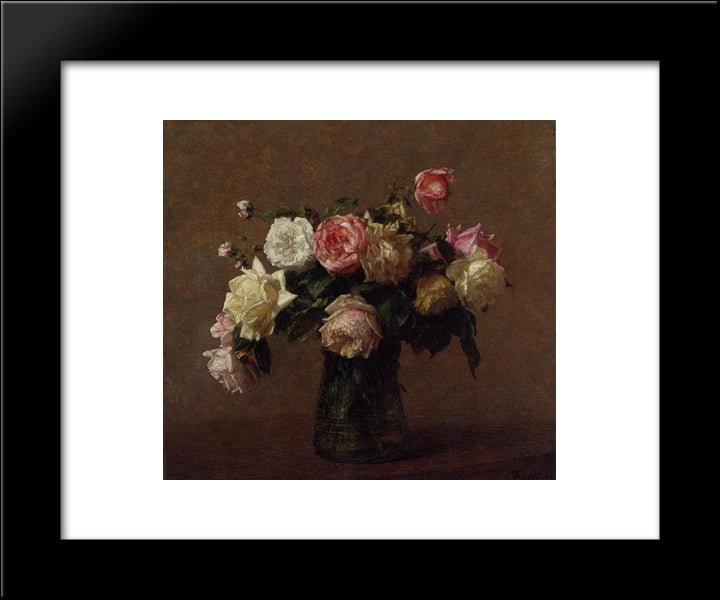 Bouquet Of Roses 20x24 Black Modern Wood Framed Art Print Poster by Fantin Latour, Henri