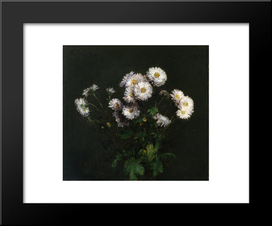Bouquet Of White Chrysanthemums 20x24 Black Modern Wood Framed Art Print Poster by Fantin Latour, Henri
