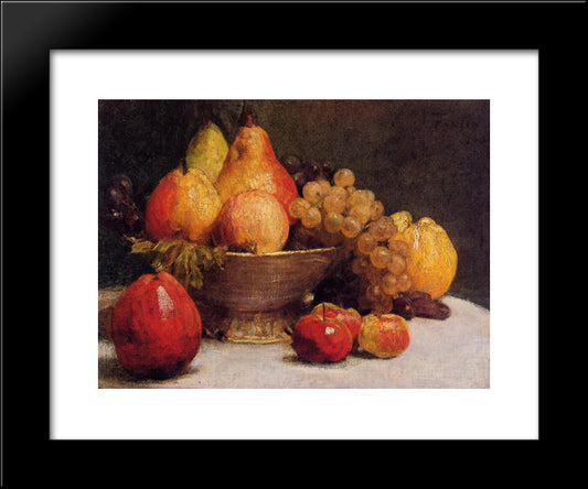 Bowl Of Fruit 20x24 Black Modern Wood Framed Art Print Poster by Fantin Latour, Henri