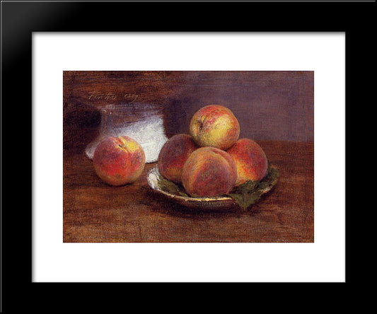 Bowl Of Peaches 20x24 Black Modern Wood Framed Art Print Poster by Fantin Latour, Henri