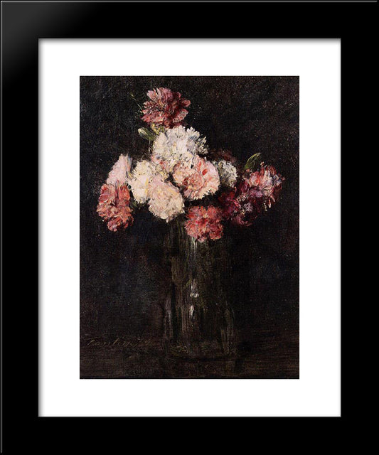 Carnations In A Champagne Glass 20x24 Black Modern Wood Framed Art Print Poster by Fantin Latour, Henri