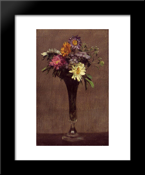 Daisies And Dahlias 20x24 Black Modern Wood Framed Art Print Poster by Fantin Latour, Henri