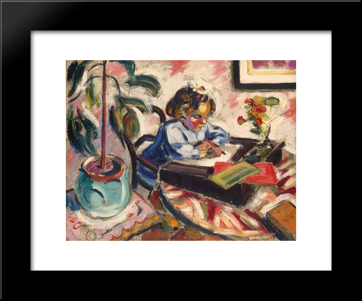 Little Schoolgirl 20x24 Black Modern Wood Framed Art Print Poster by Le Fauconnier, Henri