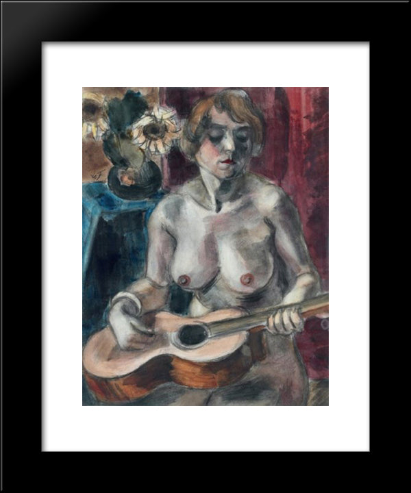 Modele A La Guitare 20x24 Black Modern Wood Framed Art Print Poster by Le Fauconnier, Henri