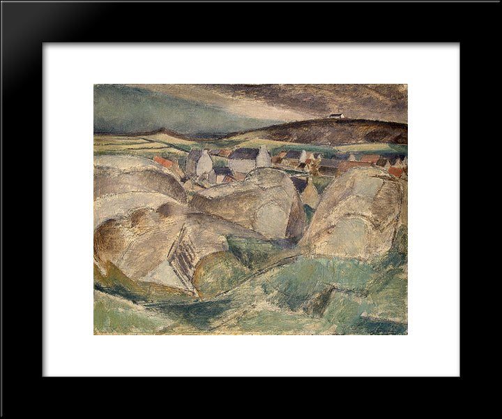 Village Among The Rocks 20x24 Black Modern Wood Framed Art Print Poster by Le Fauconnier, Henri