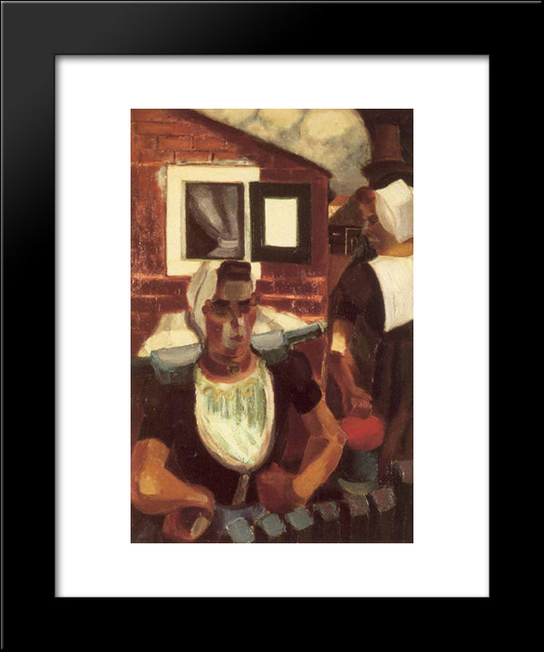 Zealand Farmer'S Wives 20x24 Black Modern Wood Framed Art Print Poster by Le Fauconnier, Henri