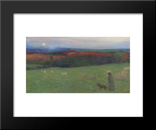 A Field With Figure 20x24 Black Modern Wood Framed Art Print Poster by Martin, Henri