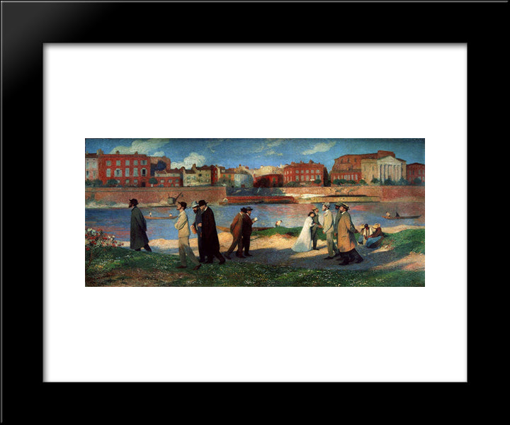 Banks Of The Garonne 20x24 Black Modern Wood Framed Art Print Poster by Martin, Henri