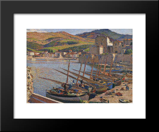 Boats At Collioure 20x24 Black Modern Wood Framed Art Print Poster by Martin, Henri