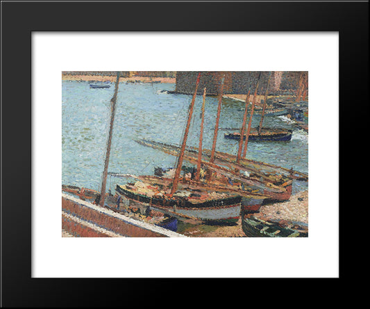 Boats In Port Collioure 20x24 Black Modern Wood Framed Art Print Poster by Martin, Henri