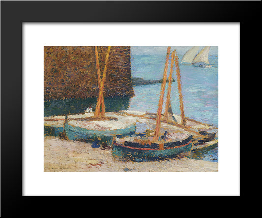 Boats In The Port Of Collioure 20x24 Black Modern Wood Framed Art Print Poster by Martin, Henri