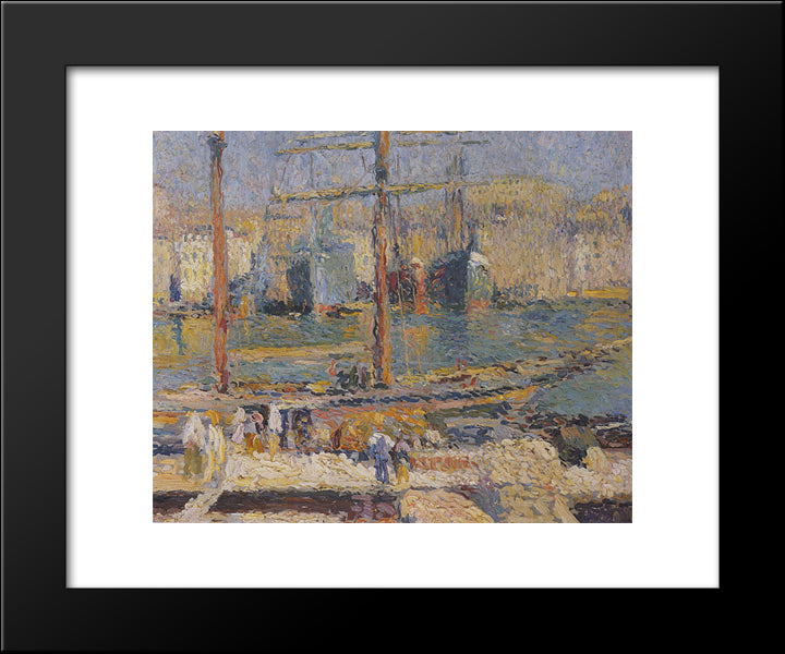 Boats In The Port Of Marseille 20x24 Black Modern Wood Framed Art Print Poster by Martin, Henri