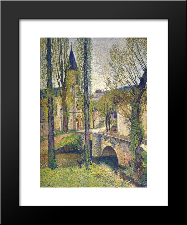 Church In Labastide 20x24 Black Modern Wood Framed Art Print Poster by Martin, Henri