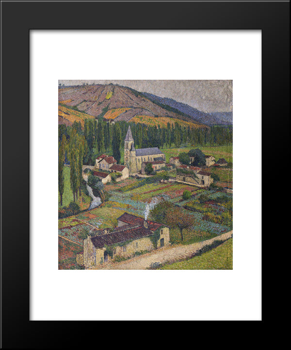 Church In The Village In Labastide Du Vert 20x24 Black Modern Wood Framed Art Print Poster by Martin, Henri