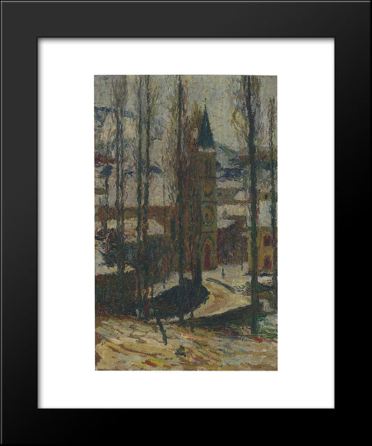 Church In Winter 20x24 Black Modern Wood Framed Art Print Poster by Martin, Henri