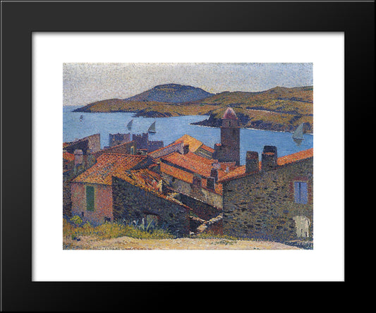 Collioure And Red Roofs 20x24 Black Modern Wood Framed Art Print Poster by Martin, Henri