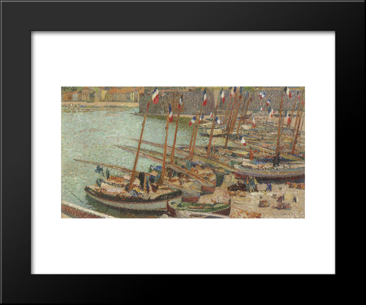 Collioure Port July 14 20x24 Black Modern Wood Framed Art Print Poster by Martin, Henri