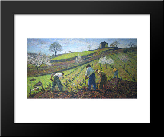 Cultivation Of The Vines 20x24 Black Modern Wood Framed Art Print Poster by Martin, Henri