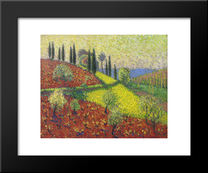 Cyprus Trees On The Hill 20x24 Black Modern Wood Framed Art Print Poster by Martin, Henri