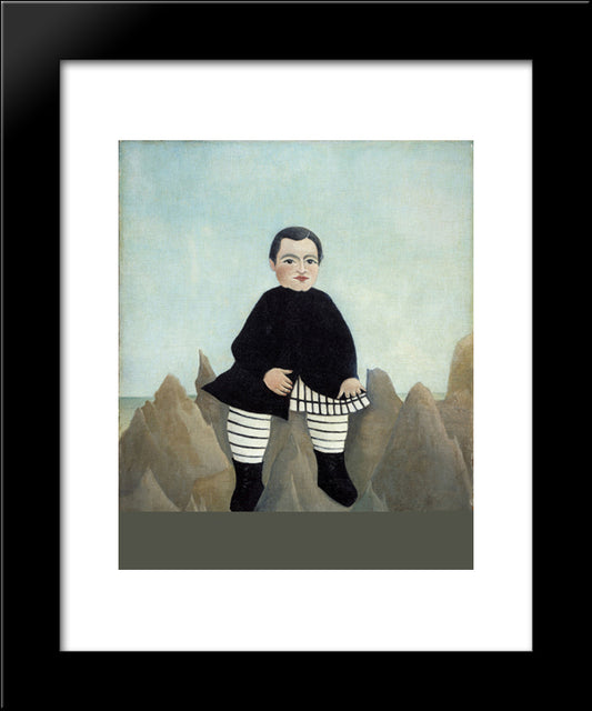 Boy On The Rocks 20x24 Black Modern Wood Framed Art Print Poster by Rousseau, Henri