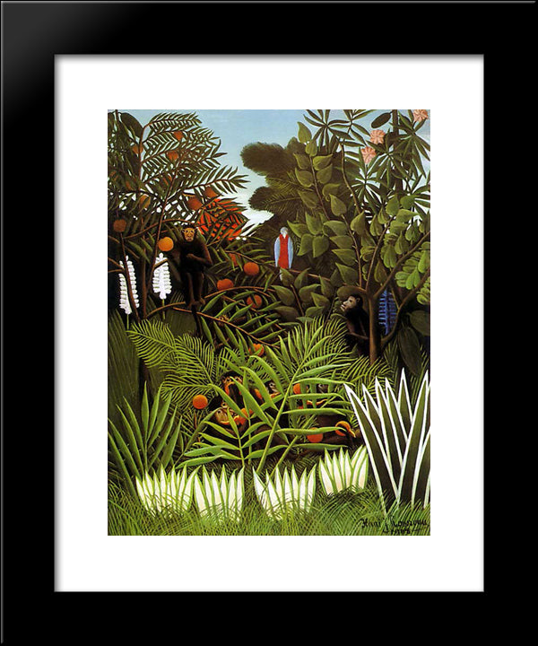 Exotic Landscape 20x24 Black Modern Wood Framed Art Print Poster by Rousseau, Henri