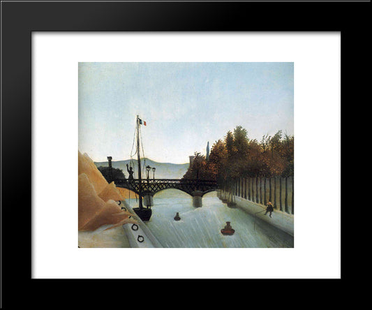 Footbridge At Passy 20x24 Black Modern Wood Framed Art Print Poster by Rousseau, Henri