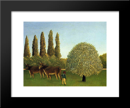 In The Fields 20x24 Black Modern Wood Framed Art Print Poster by Rousseau, Henri