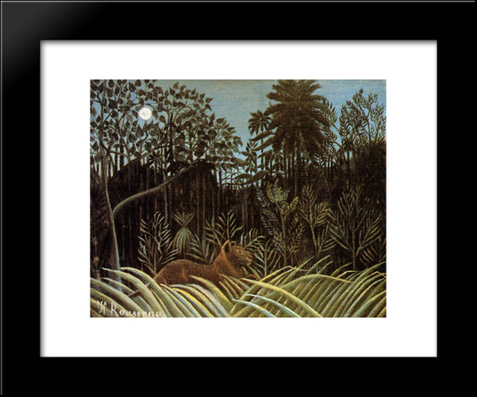 Jungle With Lion 20x24 Black Modern Wood Framed Art Print Poster by Rousseau, Henri