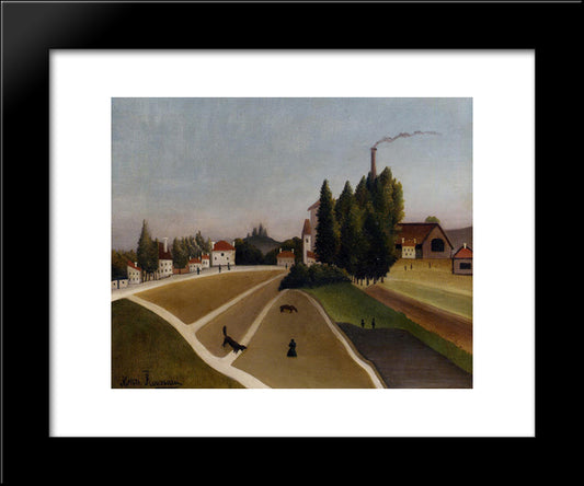 Landscape With Factory 20x24 Black Modern Wood Framed Art Print Poster by Rousseau, Henri
