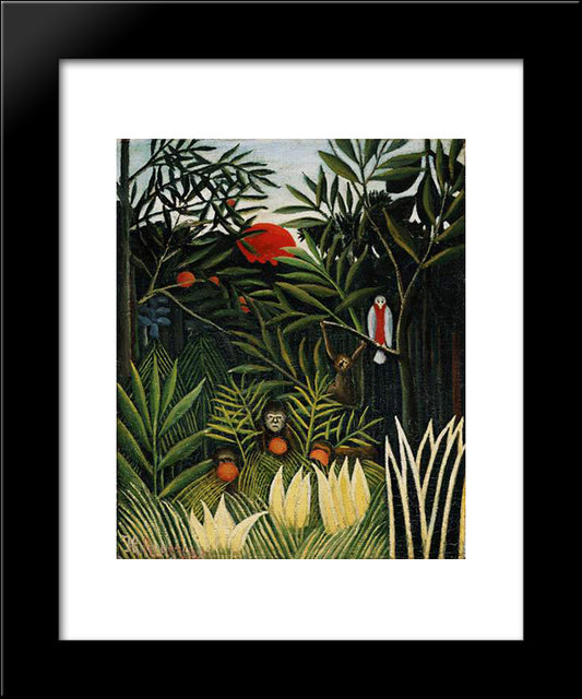 Landscape With Monkeys 20x24 Black Modern Wood Framed Art Print Poster by Rousseau, Henri