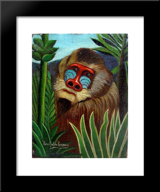 Mandrill In The Jungle 20x24 Black Modern Wood Framed Art Print Poster by Rousseau, Henri