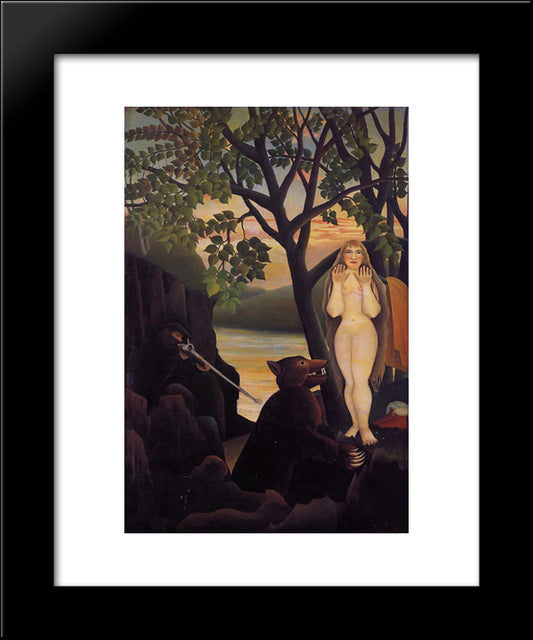 Nude And Bear 20x24 Black Modern Wood Framed Art Print Poster by Rousseau, Henri