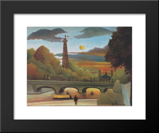 Seine And Eiffel Tower In The Sunset 20x24 Black Modern Wood Framed Art Print Poster by Rousseau, Henri