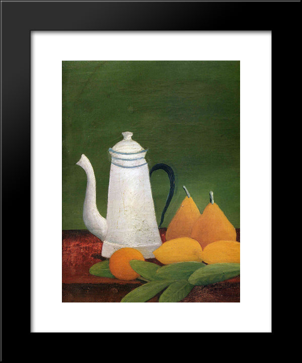 Still Life With Teapot And Fruit 20x24 Black Modern Wood Framed Art Print Poster by Rousseau, Henri
