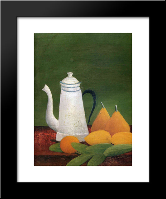Still Life With Teapot And Fruit 20x24 Black Modern Wood Framed Art Print Poster by Rousseau, Henri