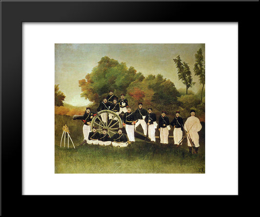 The Artillerymen 20x24 Black Modern Wood Framed Art Print Poster by Rousseau, Henri