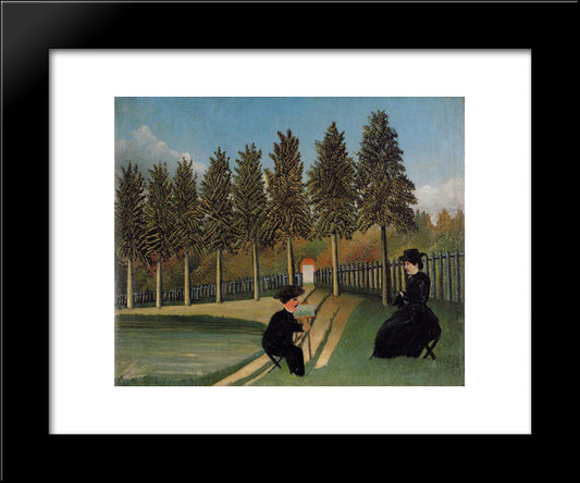 The Artist Painting His Wife 20x24 Black Modern Wood Framed Art Print Poster by Rousseau, Henri