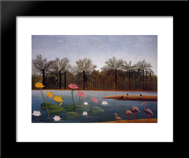 The Flamingoes 20x24 Black Modern Wood Framed Art Print Poster by Rousseau, Henri