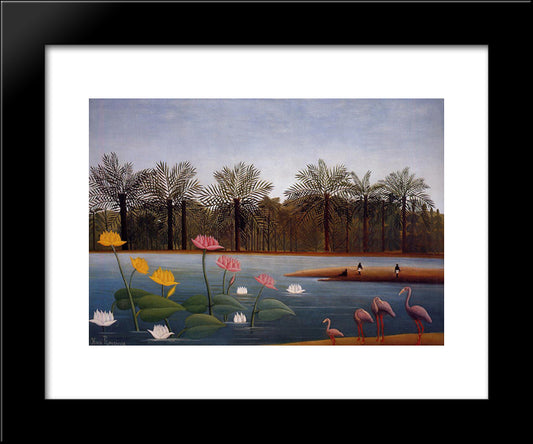 The Flamingoes 20x24 Black Modern Wood Framed Art Print Poster by Rousseau, Henri