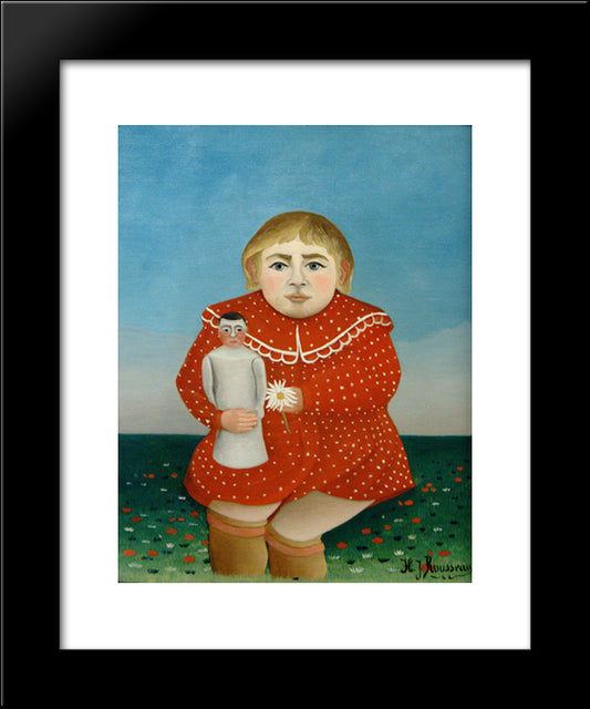 The Girl With A Doll 20x24 Black Modern Wood Framed Art Print Poster by Rousseau, Henri