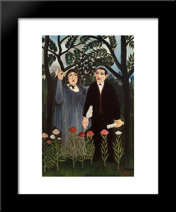 The Muse Inspiring The Poet 20x24 Black Modern Wood Framed Art Print Poster by Rousseau, Henri