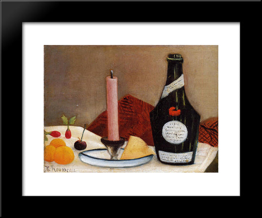 The Pink Candle 20x24 Black Modern Wood Framed Art Print Poster by Rousseau, Henri