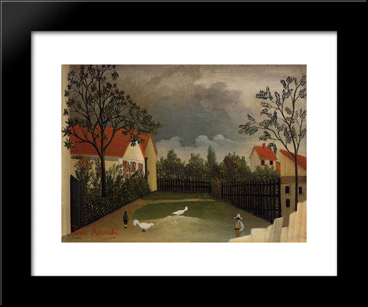 The Poultry Yard 20x24 Black Modern Wood Framed Art Print Poster by Rousseau, Henri