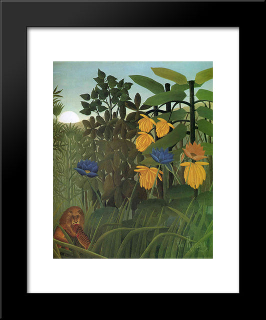 The Repast Of The Lion 20x24 Black Modern Wood Framed Art Print Poster by Rousseau, Henri