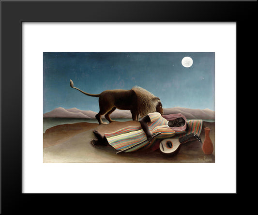 The Sleeping Gypsy 20x24 Black Modern Wood Framed Art Print Poster by Rousseau, Henri