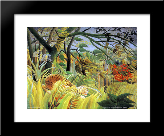 Tiger In A Tropical Storm (Surprised!) 20x24 Black Modern Wood Framed Art Print Poster by Rousseau, Henri