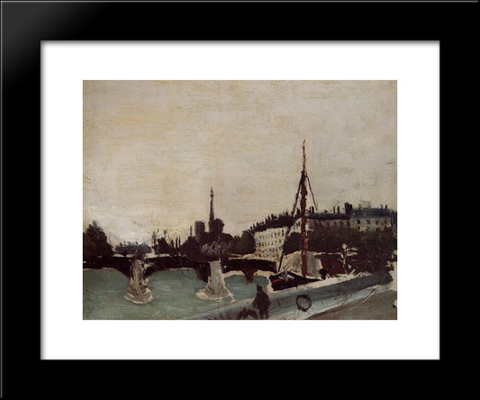 View Of The Ile Saint Louis From The Quai Henri Iv Study 20x24 Black Modern Wood Framed Art Print Poster by Rousseau, Henri