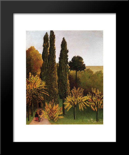 Walking In The Parc Des Buttes Chaumont 20x24 Black Modern Wood Framed Art Print Poster by Rousseau, Henri