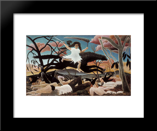 War Or The Ride Of Discord 20x24 Black Modern Wood Framed Art Print Poster by Rousseau, Henri